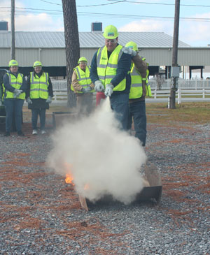 Instructors practice fire supression